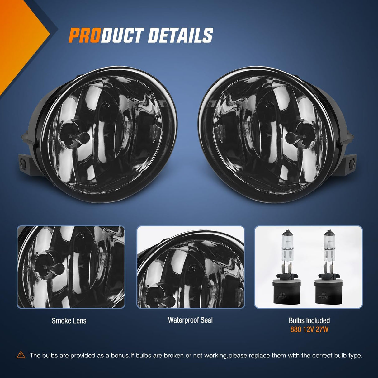 2005-2007 Nissan Armada 2004-2015 Titan Fog Light Assembly Smoke Lens 880 Bulbs Nilight