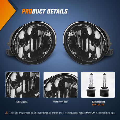 2005-2007 Nissan Armada 2004-2015 Titan Fog Light Assembly Smoke Lens 880 Bulbs Nilight