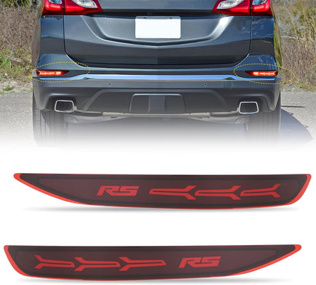 Rear Bumper Tail Light Compatible with 2017 2018 2019 2020 2021 2022 Chevy Equinox Red Lens LED Reflector Rear Bumper Lamps Brake Turn Signal Sequential Flashing Driving Taillights Replacement