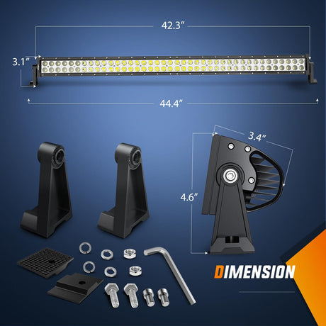 42Inch 240W Spot Flood Combo Led Light Bar Off Road Driving Lights Boat Lights Fog Light 12V On/Off 5 Pin Rocker Switch Power 14AWG Wiring Harness Kit-1 Lead for Trucks