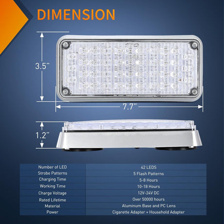 2PCS 42LED Green Wireless Magnetic Strobe Lights Portable Warning Hazard Light Surface Mount Waterproof 5 Patterns for 12V 24V Cars Trucks Van Off Road Vehicles ATV