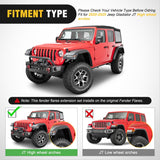Fender Flares Extensions Set Compatible with 2020 2021 2022 2023 2024 2025 2026 Gladiator JT Mojave & Rubicon (Only for High Wheel Arches) Off-Road Widened Front Rear Flat 4 PCS