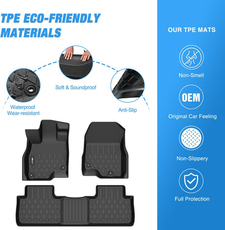 TPE Floor Mats for Acura RDX 2019 2020 2021 2022 2023 2024 2025 2026, All Weather Custom Fit Heavy Duty Floor Liners