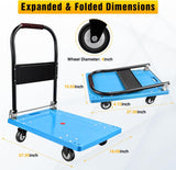 Platform Cart 330 lbs Heavy Duty Push Cart Dolly with 4-Inch TPR Wheels 27.6 x 19.7 Inch PP Deck Flatbed Cart Platform Truck for Home Garage Warehouse Use Black