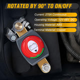 Side Post Battery Disconnect Switch with Adapter Negative | 12V-48V 275A Marine Battery Kill Switch ON OFF Negative Power Cut Shut Off for Boat Car RV