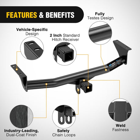 Class 3 Trailer Hitch 2 Inch Receiver Tow Hitch Compatible with Chevrolet Colorado/GMC Canyon 2015 2016 2017 2018 2019 2020 2021 2022 Black Powder Coated