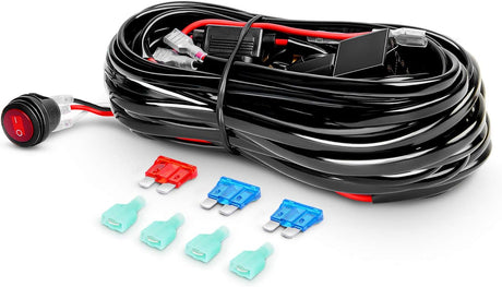 2PC 4Inch Yellow Led Pods Triple Row 60W Flood Spot Combo Driving Fog Lights with 16AWG Switch Wiring Harness Kit-2 Leads for Offroad Pickup Trucks ATV UTV SUV, 2 Years Warranty