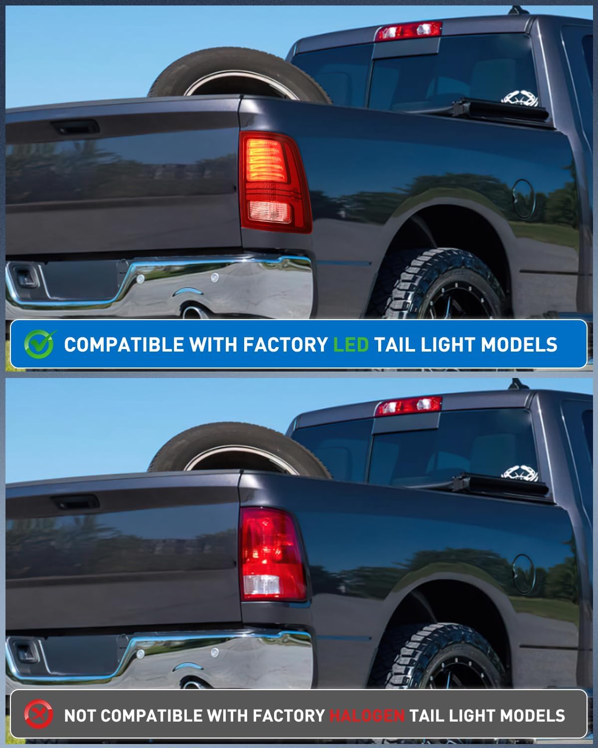 Taillight Assembly Compatible with 2013 2014 2015 2016 2017 2018 Dodge Ram 1500 2014-2018 Ram 2500 3500 LED Style Passenger Side Tail Light with Bulbs