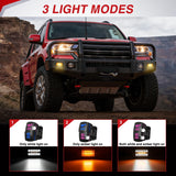 Flush Mount LED Light Pods 2PCS 6 Inch 39W Amber White 3 Lighting Modes Fog Lights Spot Flood Beam with Dual Control 18AWG Wiring Harness for Truck Pickup Golf Cart UTV ATV SUV Boat 4x4 Car
