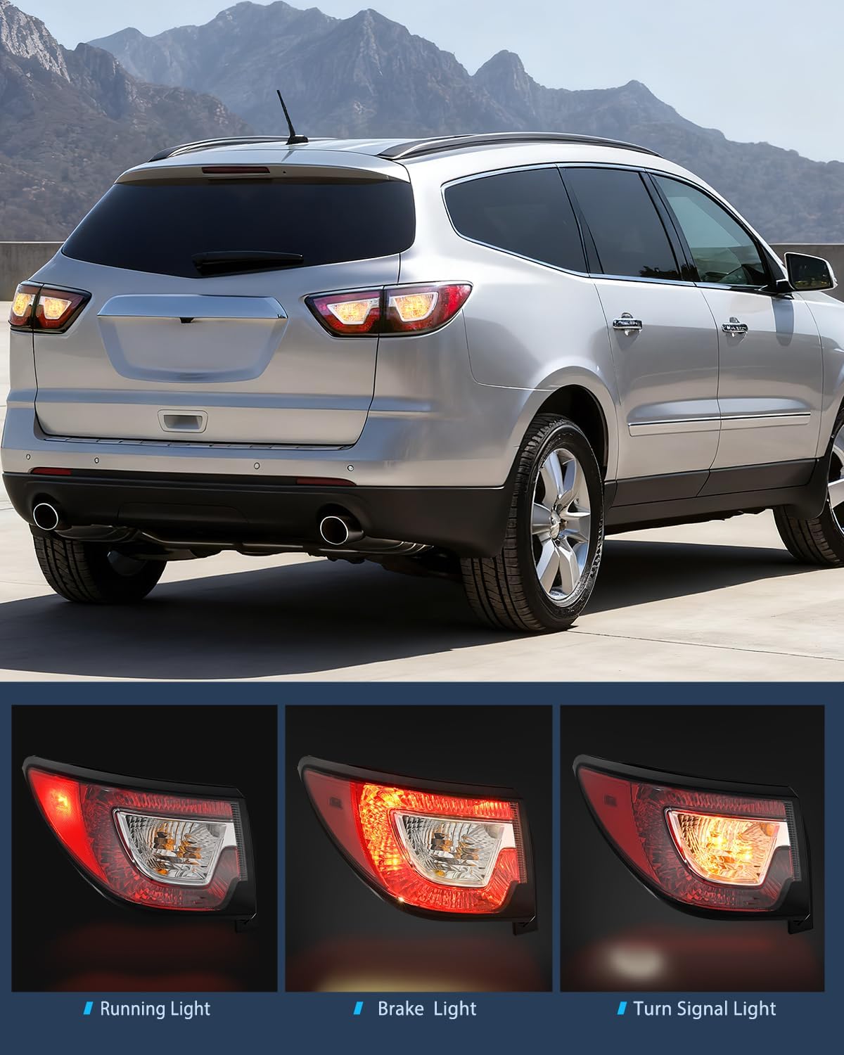 Taillight Assembly for 2013 2014 2015 2016 2017 Chevy Traverse | Outer Tail Light Replacement OE Style Driver and Passenger Side