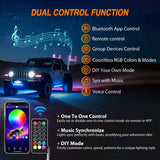 RGB LED Whip Light 2PCS 4FT Spiral Antenna Whips | APP and Remote Control with DIY Chasing Patterns Turn Signal Brake Reverse Functions and Spring Base for ATV UTV RZR and Jeep