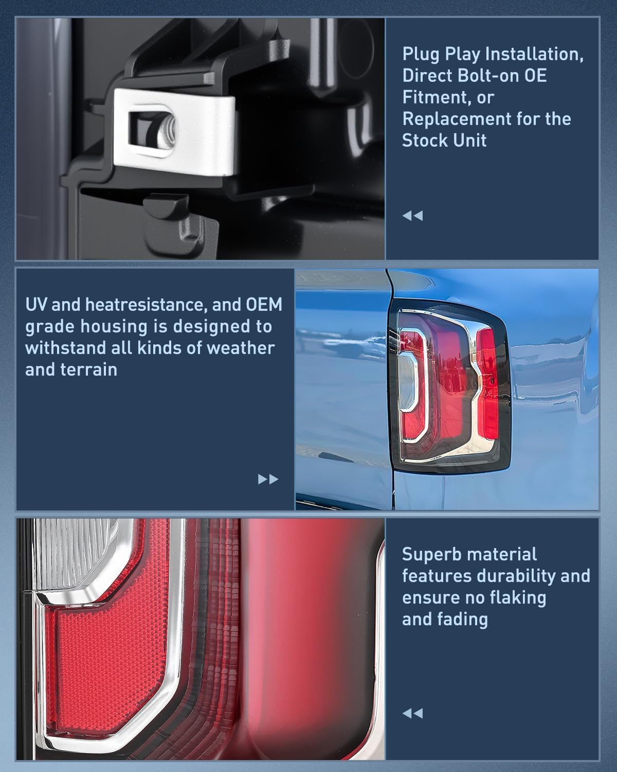 Taillight Assembly Compatible with 2016 2017 2018 GMC Sierra 1500 Tail Light with LED Type OE Style Rear Lamp Replacement Passenger Side