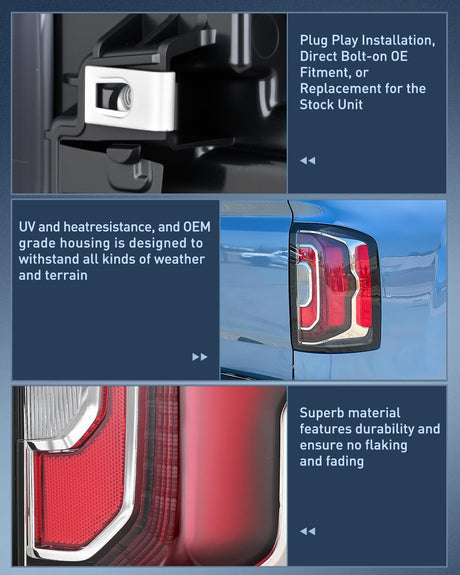 Taillight Assembly Compatible with 2016 2017 2018 GMC Sierra 1500 Tail Light with LED Type OE Style Rear Lamp Replacement Passenger Side