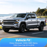 Tape-On Window Visors for Chevy Silverado 1500/GMC Sierra 1500 Crew Cab 2014-2018 Rain Guards Wind Deflectors Vent Shades, Smoke Sun Rain Guard, 4PCS