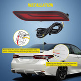 Rear Bumper Tail Light Compatible with 2018 2019 2020 2021 2022 2023 2024 2025 Toyota Camry Smoke Lens LED Reflector Rear Bumper Lamps Brake Turn Signal Sequential Flashing Driving Taillights