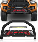 Bull Bar with Light Bar&License Plate Hole Compatible with Toyota Tacoma 2016 2017 2018 2019 2020 2021 2022 2023 Truck Brush Guard, Front Bumper Push Bar w/Grille Skid Plate Light Mount