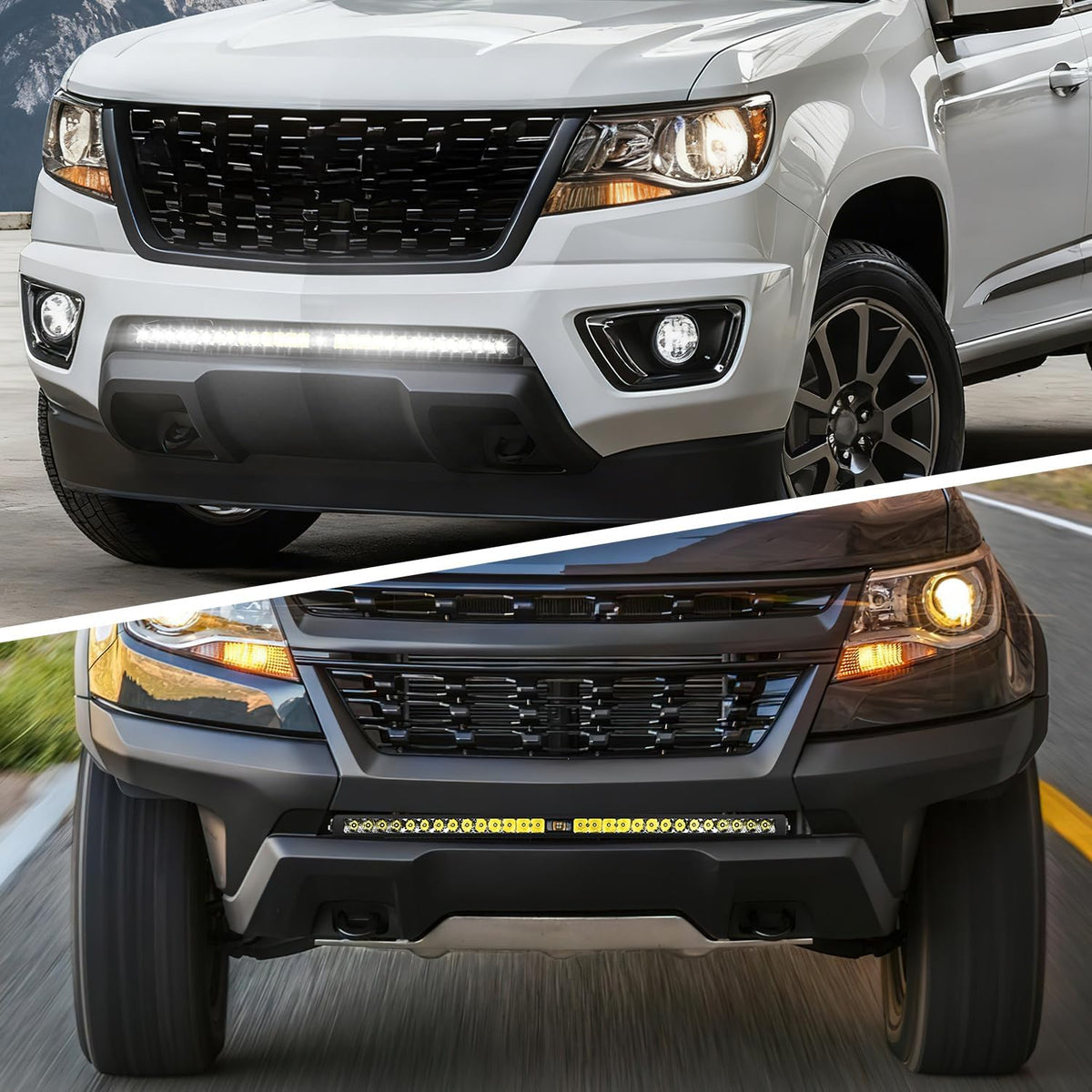 Lower Hidden Bumper Mounting Brackets for Colorado Canyon 4WD/2WD | Fit 2015-2022 Chevy Colorado 4WD/2WD 2015-2022 GMC Canyon 4WD/2WD,Designed for 30 Inch Single Row LED Light Bar