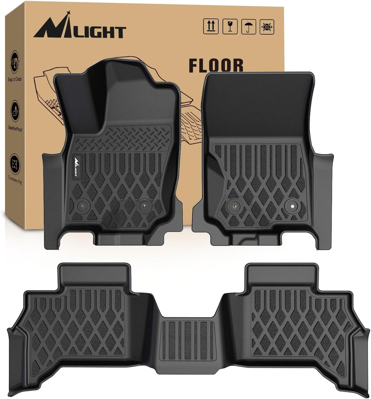 TPE Floor Mats for Toyota 4Runner 5 Seats 2025 2026 (Not for Hybrid) All Weather Custom Fit Heavy Duty Floor Liners