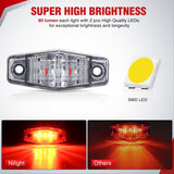 2.5 Inch Oval Side Marker Light, White Lens Red LED,Waterproof | 2LED 80LM High Output Surface Mount Marker & Clearance Light, 12V Direct Wire Fits Pickup Trucks Trailers RVs & Boats,8 Pack