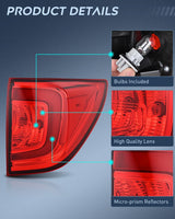 Taillight Assembly Compatible with 2016 2017 2018 Honda Pilot Outer Tail Light OE Style Rear Lamp Replacement Passenger Side