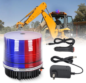 18LED Strobe Lights Red Blue Wireless Rotating Emergency Safety Flashing Beacon Light with Magnetic Base Mount and Two Types of Plugs for Vehicle UTV Truck Forklift Tractor Snow Plow