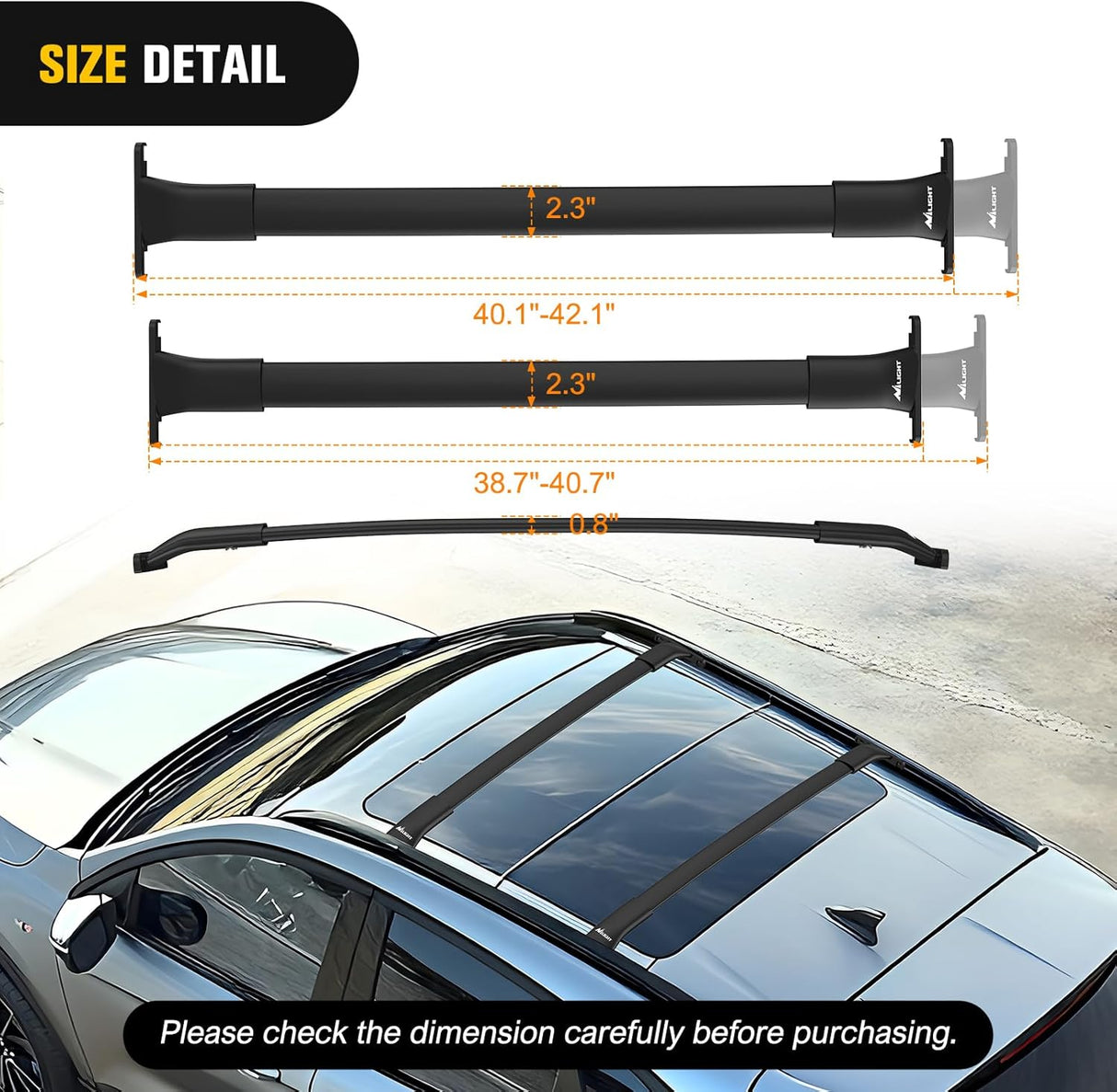 Roof Rack Cross Bars Fit for Ford Escape KUGA 2013 2014 2015 2016 2017 2018 2019 with Side Rails, Adjustable Aluminum Car Crossbars for Cargo Carrier Luggage Bike Kayak Rooftop Tent Snowboard