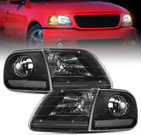 Headlight Assembly Compatible with 1997 1998 1999 2000 2001 2002 2003 Ford F-150 Expedition Black Housing
