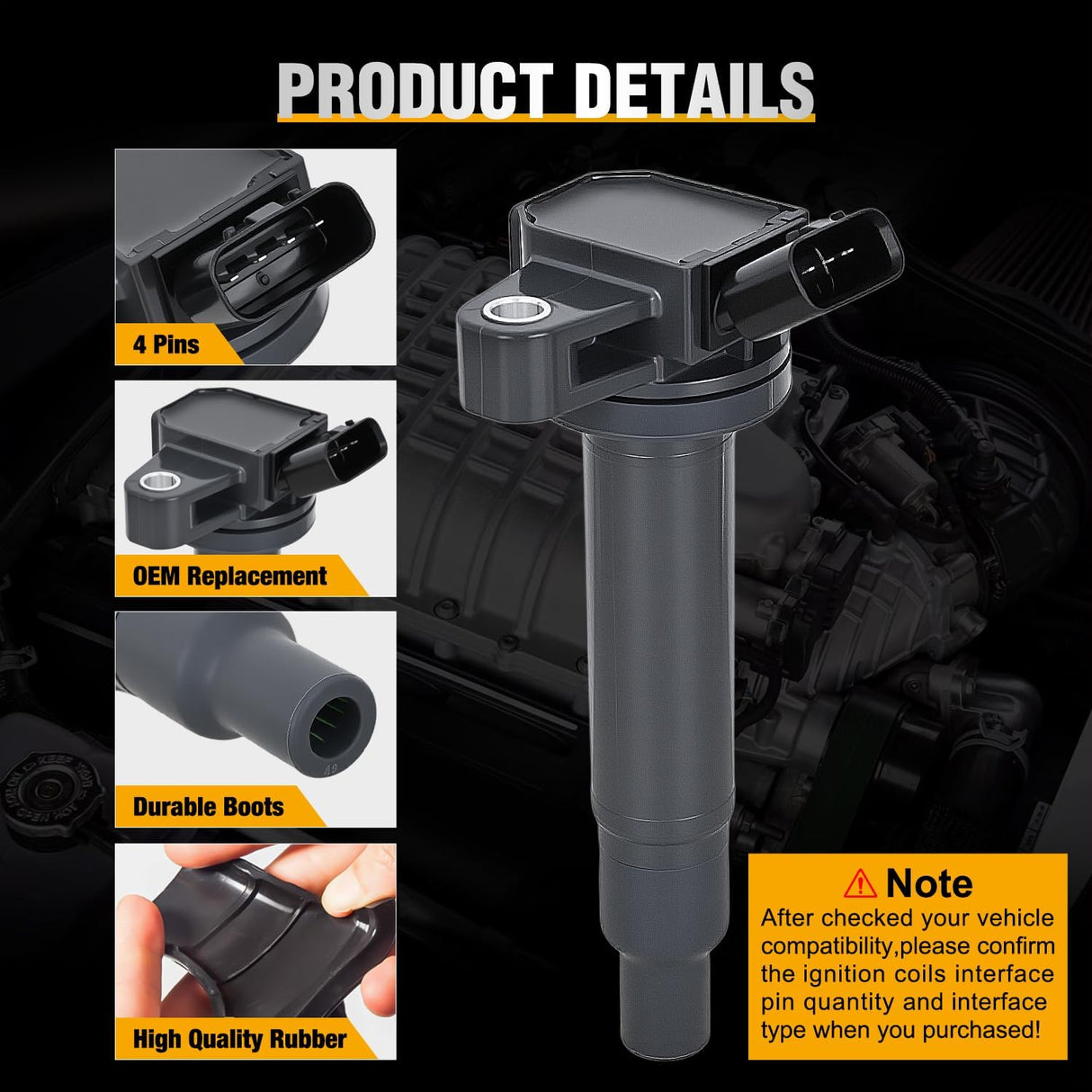 Ignition Coil Pack Fit for Toyota Tundra Sequoia Land Cruiser 4Runner Lexus GS430 LS430 GX470 LX470 LX570 SC430 2000 2001 2002-2009 4.3L 4.7L 5.7L V8 OE# UF493 UF230 Ignition Coils Set of 8