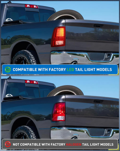 Taillight Assembly Compatible with 2013 2014 2015 2016 2017 2018 Dodge Ram 1500 2014-2018 Ram 2500 3500 LED Style Driver Side and Passenger Side Rear Tail Light with Bulbs