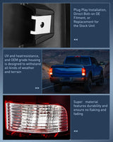Headlight and Taillight Assembly Combo Compatible with 2009 2010 2011 2012 2013 2014 2015 2016 2017 2018 Dodge Ram for Quad Models Black Housing Clear Reflector with Dark Red Tail Light