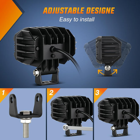 LED Pod Light 24W 4 Inch 2PCS White Flood Beam Driving Lights LED Pods IP67 Waterproof Auxiliary Offroad Lighting for Truck Tractor SUV ATV UTV Golf Cart Boat Motorcycle Dirt Bike