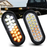 Strobe Lights 2PCS 6Inch Oval 24LED Amber White Warning | Recessed Rubber Grommet IP67 Waterproof Marker Clearance Road Flare Emergency Lights for Trailer Truck Pickup Camper RV Boat