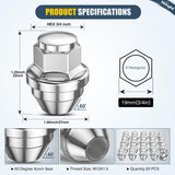 20PCS M12x1.5 Lug Nuts Compatible with 2013-2025 Ford Escape | for 2012-2021 Fusion 2021-2025 Bronco Sport 2014-2019 Lincoln MKC One-Piece Solid Chrome Steel OEM Factory Wheel Nuts Replace