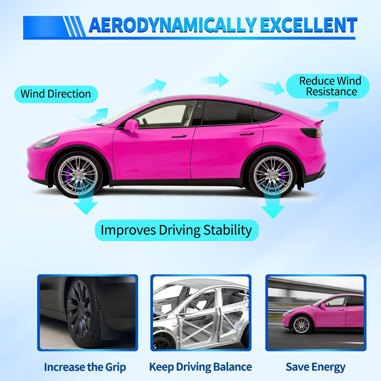 Spoiler Compatible with Tesla Model Y 2020 2021 2022 2023 2024 Spoilers for Cars Rear Spoiler Wing ABS Sporty Rear Trunk Lip Exterior Accessories Easy No-Drill Installation, Matte Black