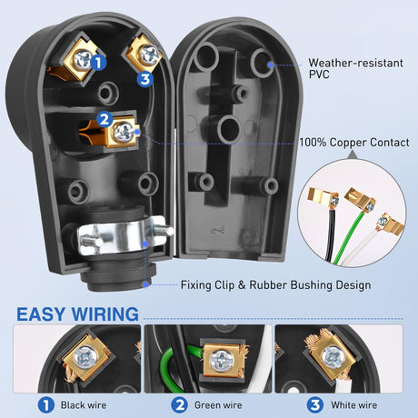 30 Amp RV Female Replacement Plug 125 Volt Heavy Duty Socket Receptacle with Handle ETL Listed NEMA TT-30R for Camper Caravan Motorhome Van Trailer