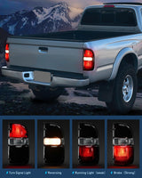 Headlight and Taillight Assembly Combo Compatible with 2001 2002 2003 2004 Toyota Tacoma OE Style Chrome Housing Smoke Lens Amber Reflector with Dark Red Housing Tail Lights