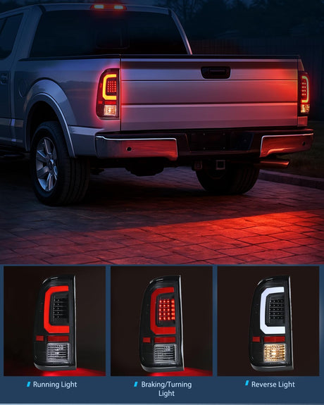 Taillight Assembly Compatible with 2008 2009 2010 2011 2012 2013 2014 2015 2016 Ford F250 F350 F450 Super Duty Incandescent Type Upgrade LED Tube Tail Lights Rear Brake Lamps