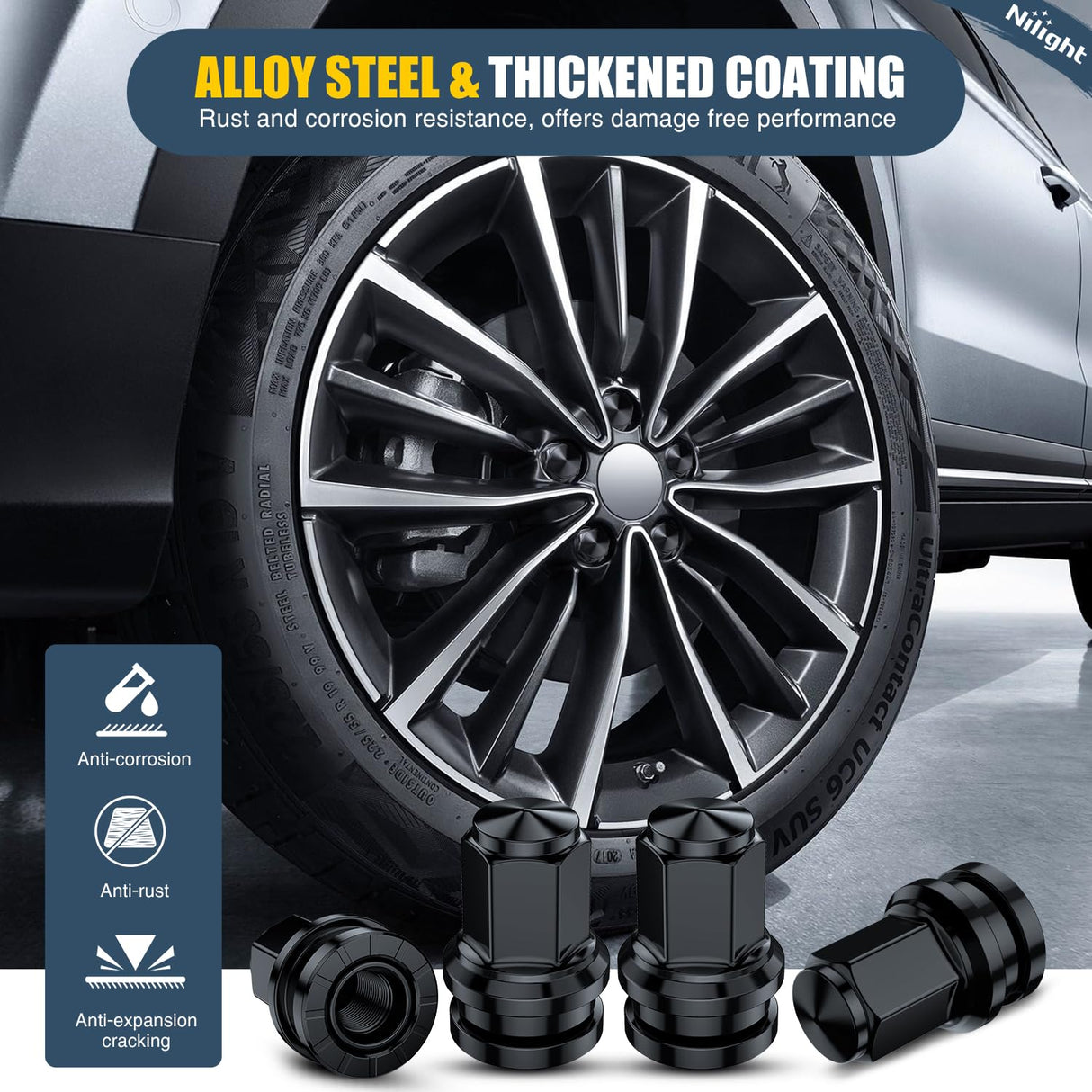 32PCS M14x1.5 Lug Nuts Compatible with 2017-2025 Ford F250/F350 | Closed End Mag Seat One-Piece Solid Black Steel OEM Factory Wheel Nuts Replace