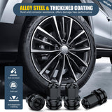 32PCS M14x1.5 Lug Nuts Compatible with 2017-2025 Ford F250/F350 | Closed End Mag Seat One-Piece Solid Black Steel OEM Factory Wheel Nuts Replace