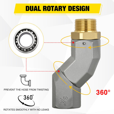 3/4 Inch NPT Fuel Hose Swivel, 360 Rotating Connector for Fuel Transfer Hose Nozzle Pump Diesel Gasoline Kerosene