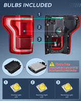 Taillight Assembly Compatible with 2015 2016 2017 Ford F150 F-150 Rear Tail Light with LED and Blind Spot System Lamp Replacement OE Style Radar Module NOT Included Passenger Side