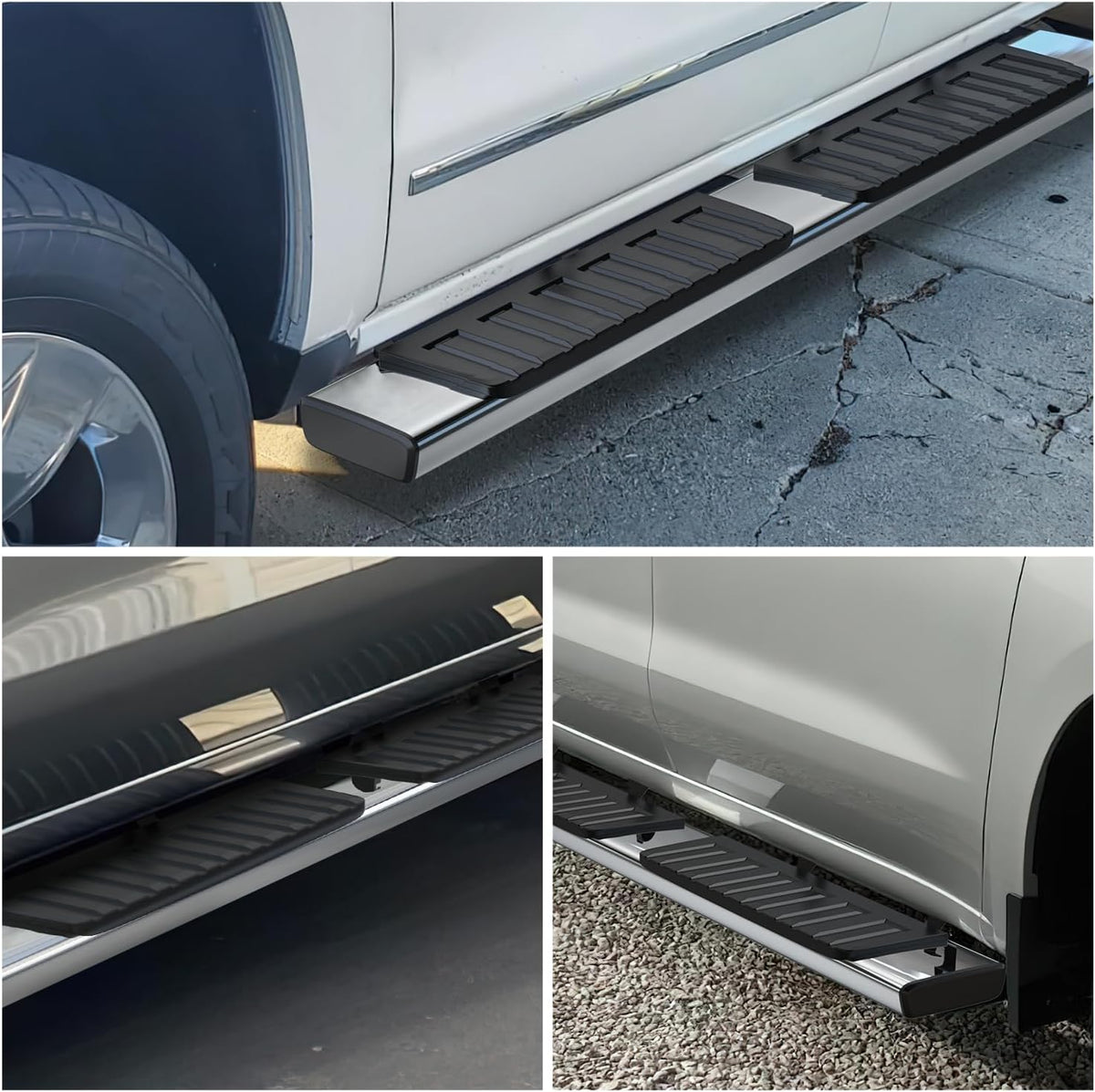 Running Boards for 2005-2023 Toyota Tacoma Double Cab 4 Full Size Doors 6 Inch Stainless Steel Bolt-on Side Step Nerf Bars