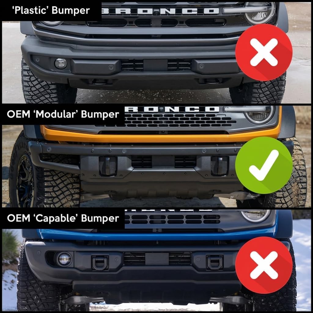 Grille Guard with Light Mounting Brackets for Ford Bronco 2021-2025 Modular Steel Bumper(Not fit Sport or Raptor) Heavy Duty Steel Front Bumper Protector Bull Bar, Matte Black