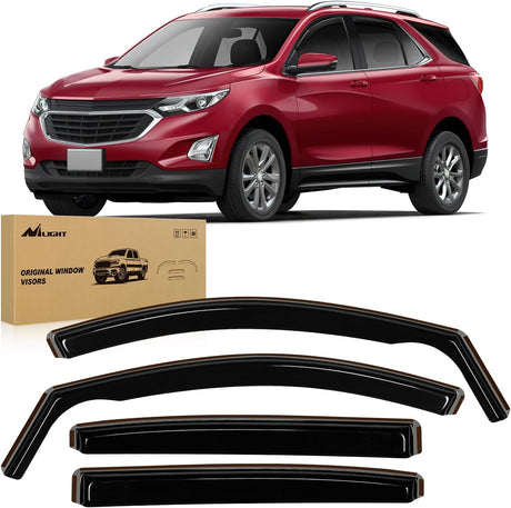in-Channel Rain Guards for Chevrolet (Chevy) Equinox 2018 2019 2020 2021 2022 2023 2024, Vent Window Visors, Original Window Deflectors-4PCS