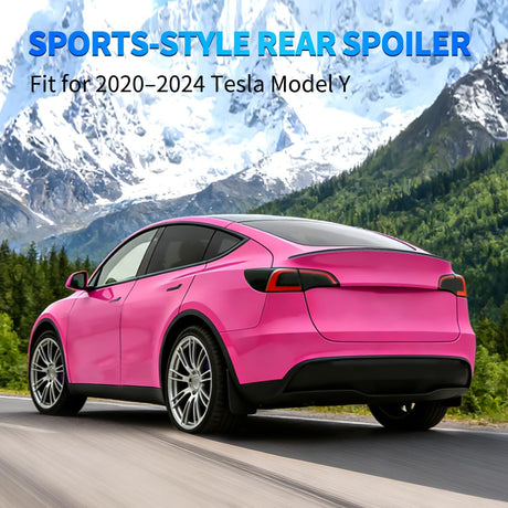 Spoiler Fit for Tesla Model Y 2020 2021 2022 2023 2024 Spoilers for Cars Rear Spoiler Wing Sporty Rear Trunk Lip Exterior Accessories Easy No-Drill Installation ABS Carbon Fiber Pattern