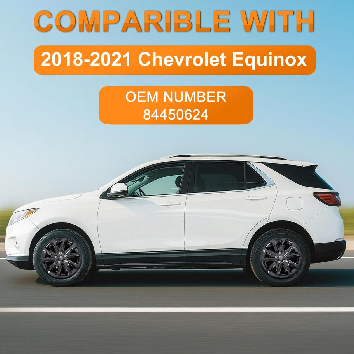 Wheel Cover Hubcaps 17 Inch Compatible with Chevy Chevrolet Equinox 2018 2019 2020 2021 Hub Caps 17 inch Set of 4 Rim Covers Protector Wheel Replacement 84450624 ABS PC 10 Spoke Style Black