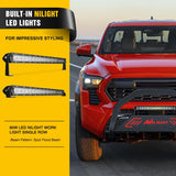 Bull Bar with Light Bar&License Plate Hole Compatible with Toyota Tacoma 2024 2025 2026 Truck Brush Guard, Front Bumper Push Bar w/Grille Skid Plate Light Mount