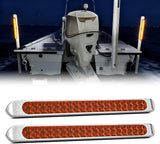 LED Tail Light 2PCS 17 Inch 40LED Amber Running Tail Turn Signals Lights w/Chrome Bezel Waterproof Surface Mount for 12V Towing Trailer Truck RV Camper Boat
