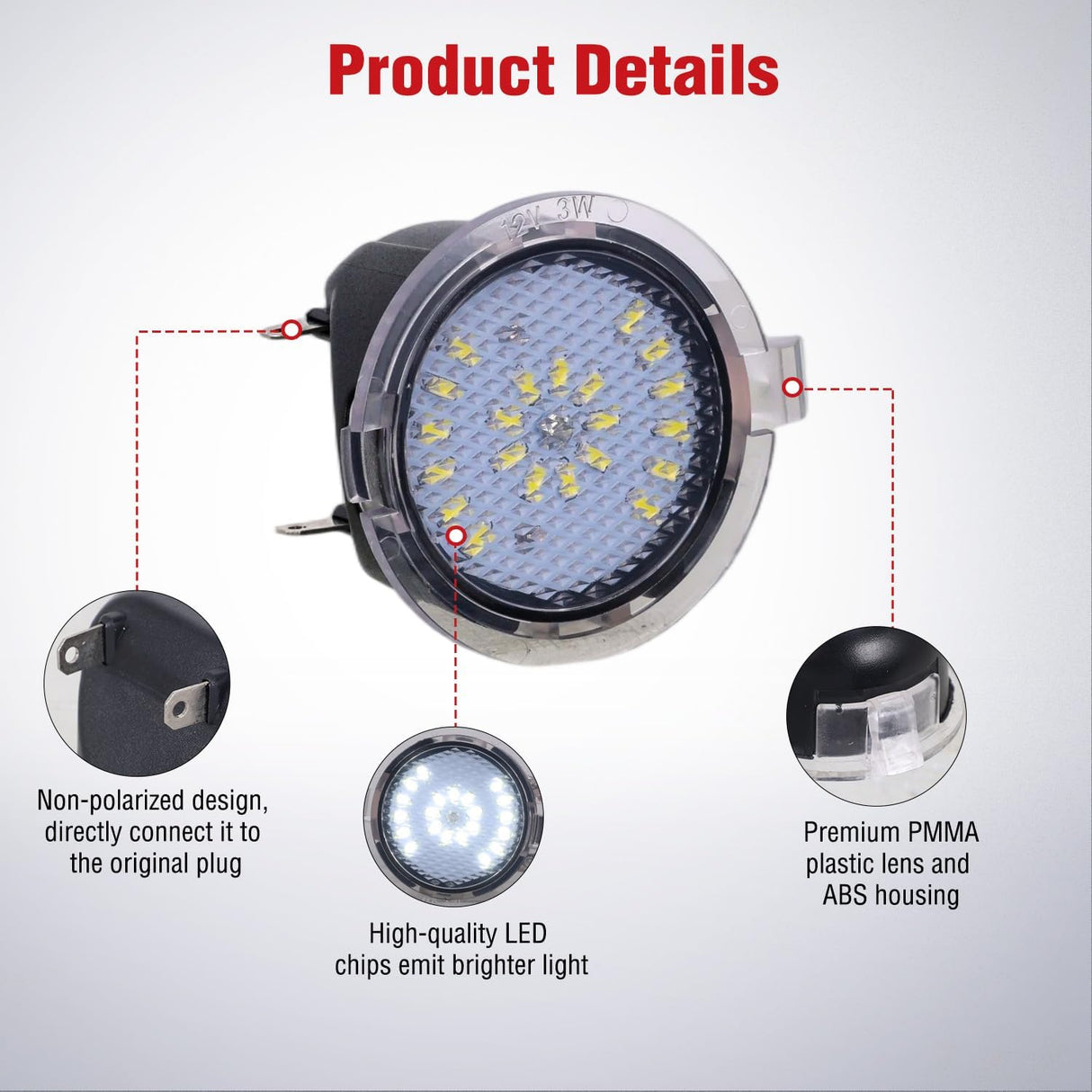 2PCS LED Side Mirror Puddle Lights Compatible with 2007-2020 Toyota Tundra 2008-2020 Toyota Sequoia, 6000K White