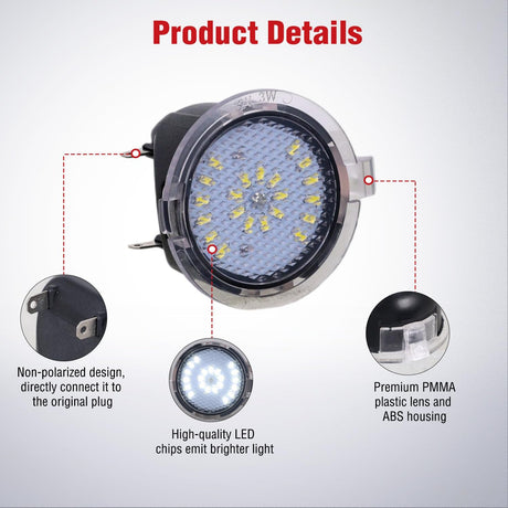 2PCS LED Side Mirror Puddle Lights Compatible with 2007-2020 Toyota Tundra 2008-2020 Toyota Sequoia, 6000K White